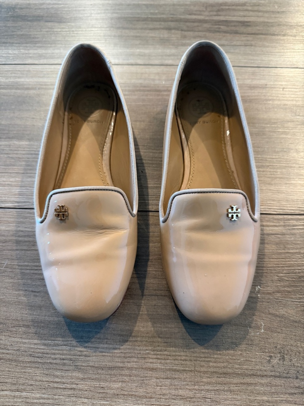 Tory Burch Blush Patent Leather Logo Loafers